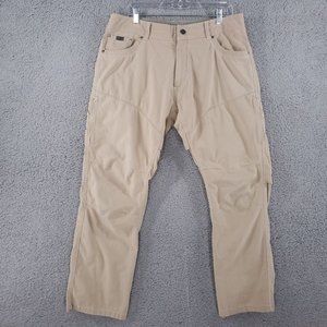 Mens Kuhl Konfidant Air Tan Khaki Cargo Pants 35x30 Cotton Hiking Outdoors
